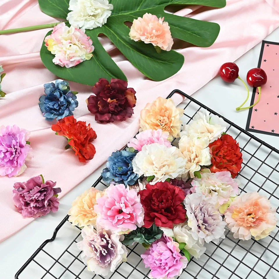 Fleurs Artificielles Capitules 30 Pièces Fleurs en Tissu Multicolores 5.5 CM ... - Photo 4/4