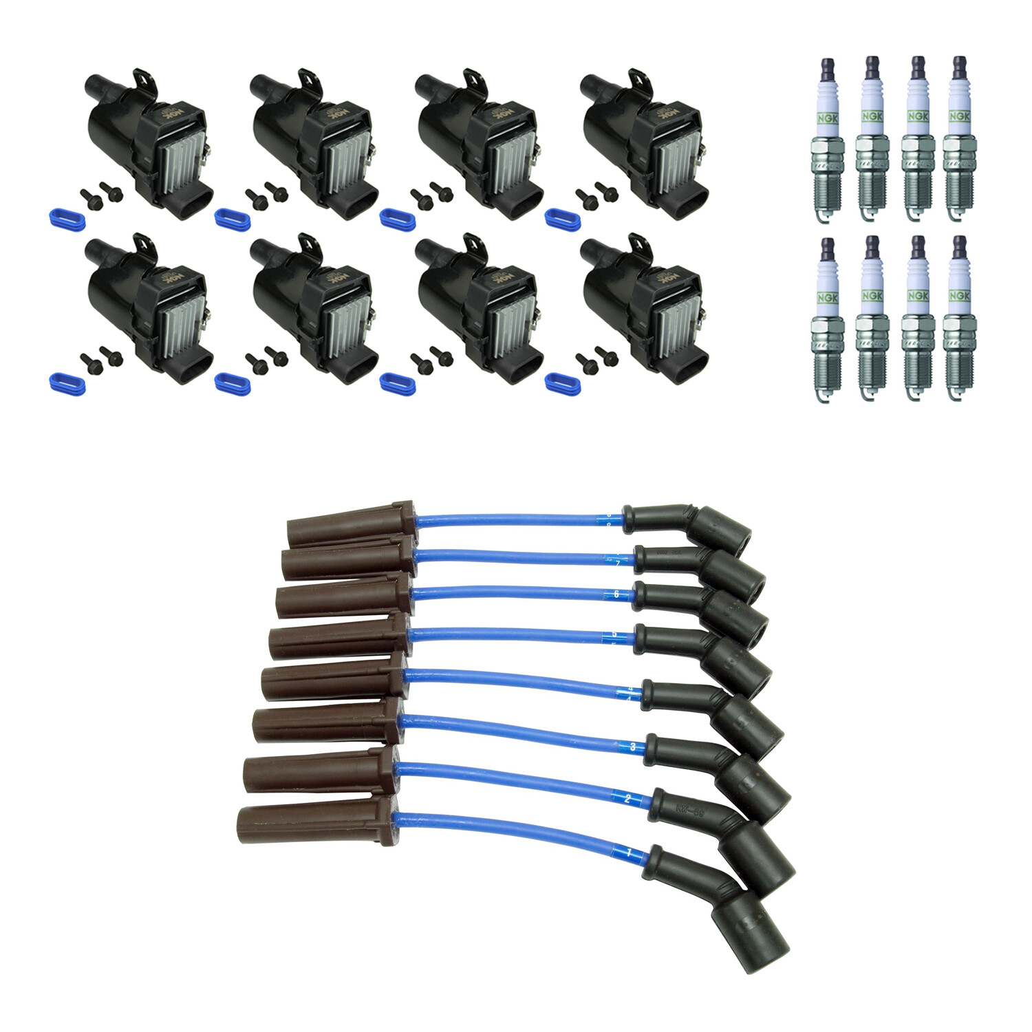NGK 8 Ignition Coil Wires 8 Platinum Spark Plugs Kit For Silverado 1500 Yukon V8