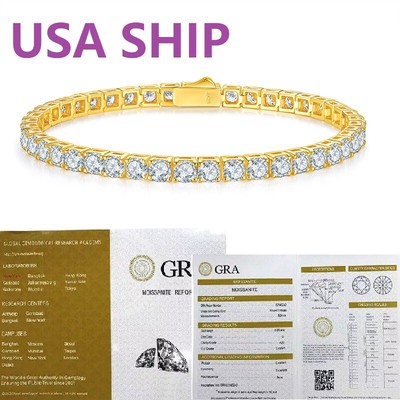 K Gold D Color VVS1 GRA Moissanite Tennis Chain Bracelet for Women Jewelry