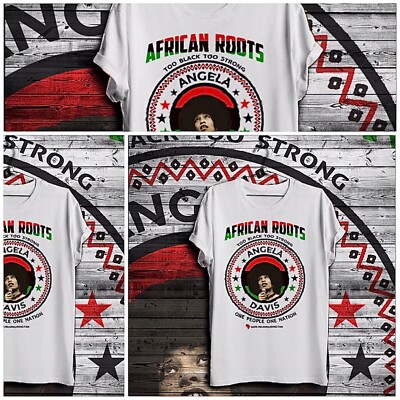 Black History T-Shirt Angela Davis African Roots Kente Africa Circle Tee