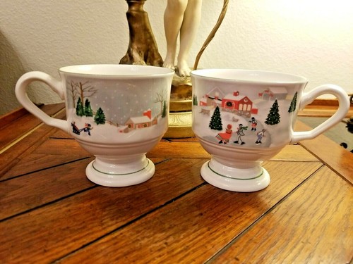 Rare SANGO "SILENT NIGHT" Christmas Footed Coffee/Tea/Eggnog Cups Set of Two (2) - Picture 11 of 11