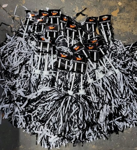 Wholesale Lot 20 Sets Cheerleader Pom Poms Sports Dance Cheer Plastic Blk & Wht
