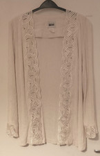 Vintage Leslie Fay Cream Decorative Womens Evening Jacket Size 10