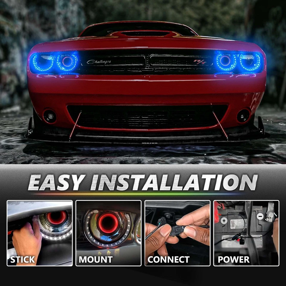 Fits Dodge Challenger 08-23 Aura Pro Bluetooth DRL Halo RGB - Install Friendly - Image 3 of 4