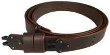 M1907 Leather M1 Garand Sling Oil Pull-Up Drum Dyed Steel Fitting-DARK BROWN