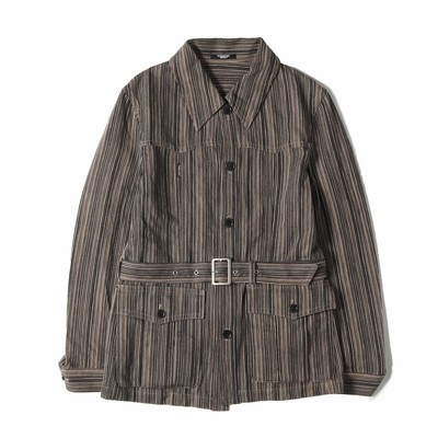 TORNADO MART Coat Size: M Multi Striped Jacquard Launcher Half 