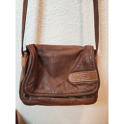 Vintage BREE Brown Leather Mini Crossbody Bag 6x8x2'' Made in Germany