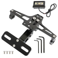 Universal Motorcycle Tail License Plate Holder Fender Eliminator Kit LED Light