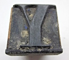 Capital Y Letter Rubber Hand Stamp Wood Handle Store School Shop Desk Office Vtg