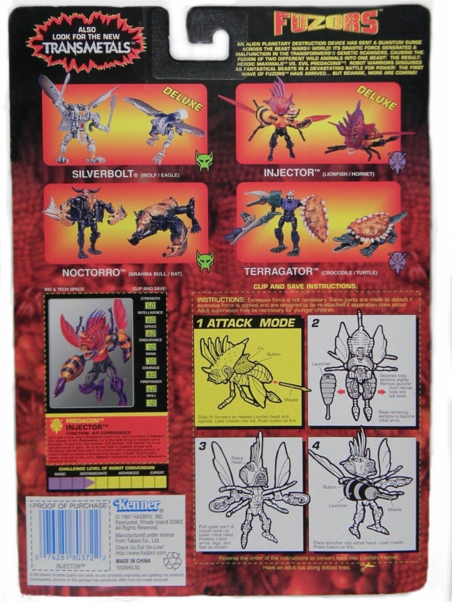 Transformers Beast Wars Deluxe Fuzors Injector Lionfish