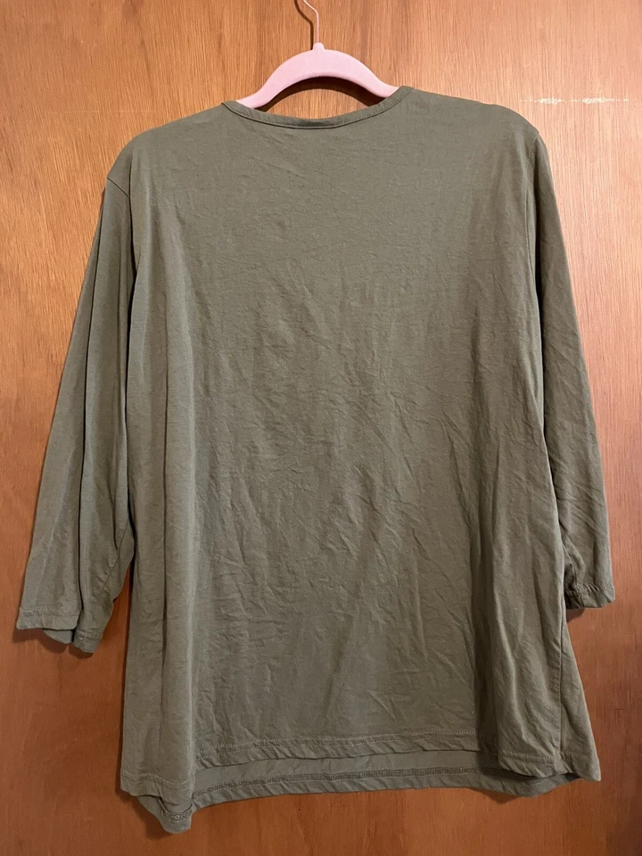 Camisa XL Manga Cuarto Bordada Adornada Verde Otoño Búhos Calabaza Foto 3 de 3