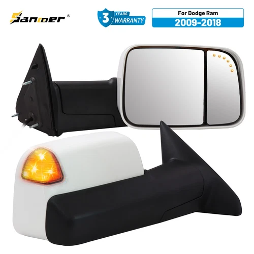 SANOOER Power Heated Tow Mirrors For 09-18 Dodge Ram 1500 2010-2018 2500 3500