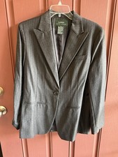 90s Ralph Lauren Pinstripe Wool Blazer Sz10 Grey
