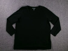 Woman Within Top Women Medium Black Base Layer Capsule Tee Casual Everyday