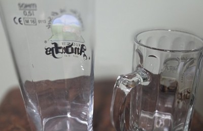 2 Andechs Monk Beer Glass 0.5 Liter and .25 Liter Germany Bavaria