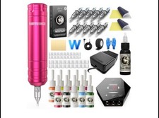 Tattoo Kit, Wormhole Tattoo Machine Kit Gun Kit Cartridge Needles Practice Pen