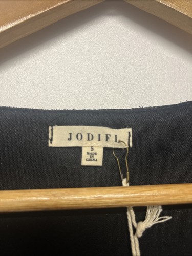 Jodifl Bluse Damen kleines Oberteil einfarbig schwarz Bauern Ballonärmel Tunika Länge - Bild 2 von 5