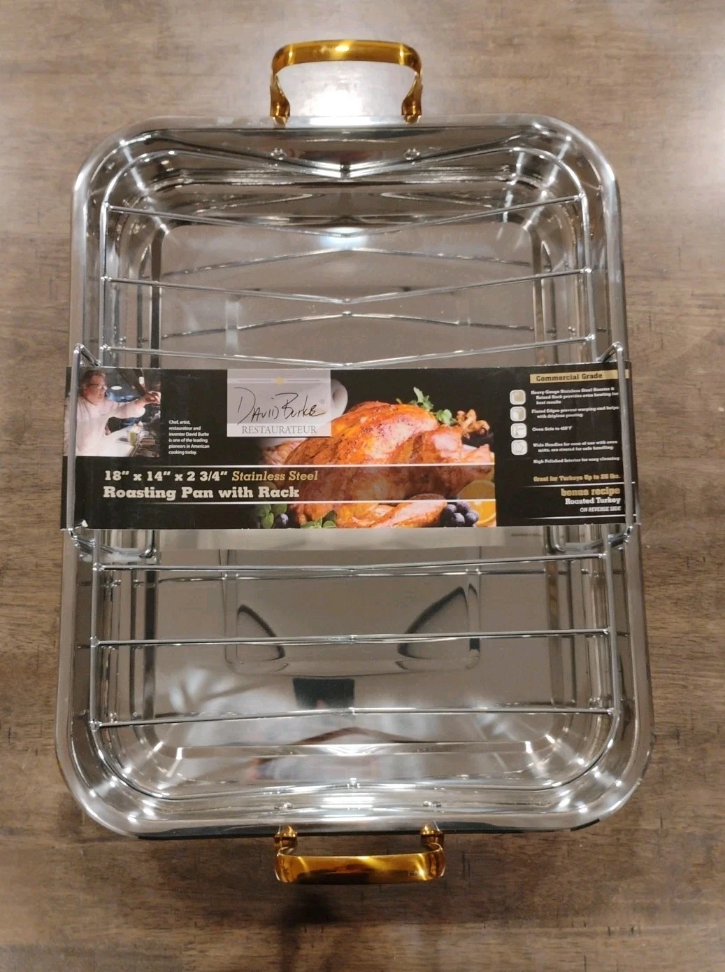 DAVID BURKE Restauranteur 18" x 14" Stainless Steel Roasting Pan With Rack
Opens in a new window or