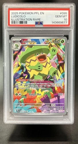 2025 Pokemon Phantasmal Flames Ludicolo Illustration Rare #095/094 PSA 10