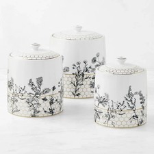 Honeycomb Porcelain Canister Williams Sonoma Ceramic Kitchen Cookie Jar