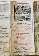 1923 TOURIST MOTOR MAP OF CALIFORNIA PARADISE...