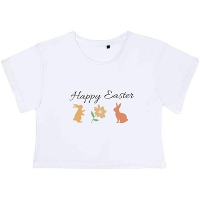 ''Frohe Ostern'' Damen Baumwolle Crop Tops (CO062360)