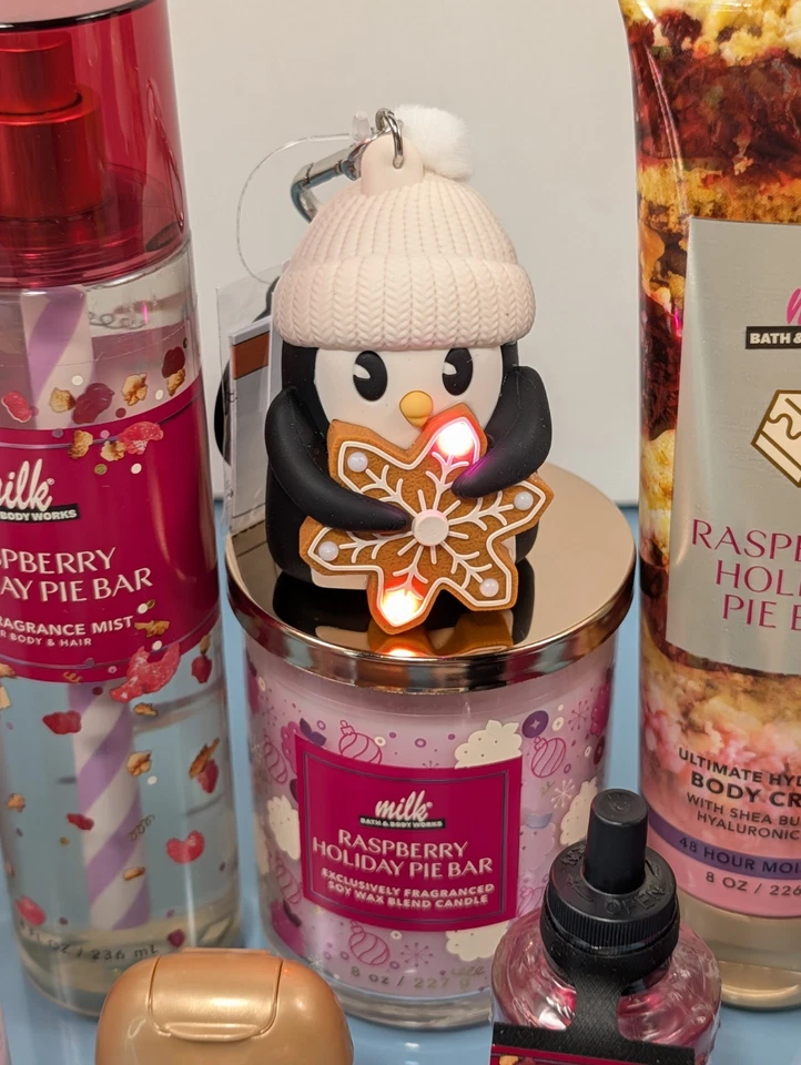 12 Pc Set MILK BAR Raspberry Holiday Pie Bar Mist Cream Candle Bath & Body Works - Image 3 of 4