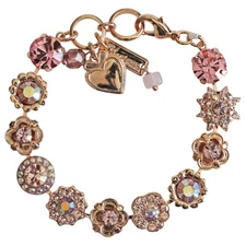 Mariana Flamingo Rose Gold Plated Floral Garden PINK IRIDESCENT Crystal Bracelet
