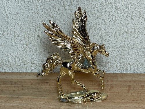 Vtg Solid Brass Pegasus Figurine Winged Flying Horse Mythical Fantasy Animal 3"
