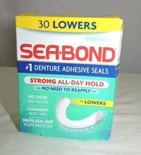 Sea Bond Secure Denture Adhesive Seals, Fresh Mint Lowers, Zinc-Free, All-Day-Ho