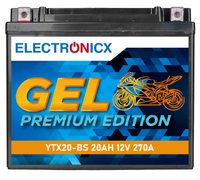 Electronicx YTX20-BS Gel Motorradbatterie 12V 20Ah 270A/EN – Wartungsfrei, Vorge