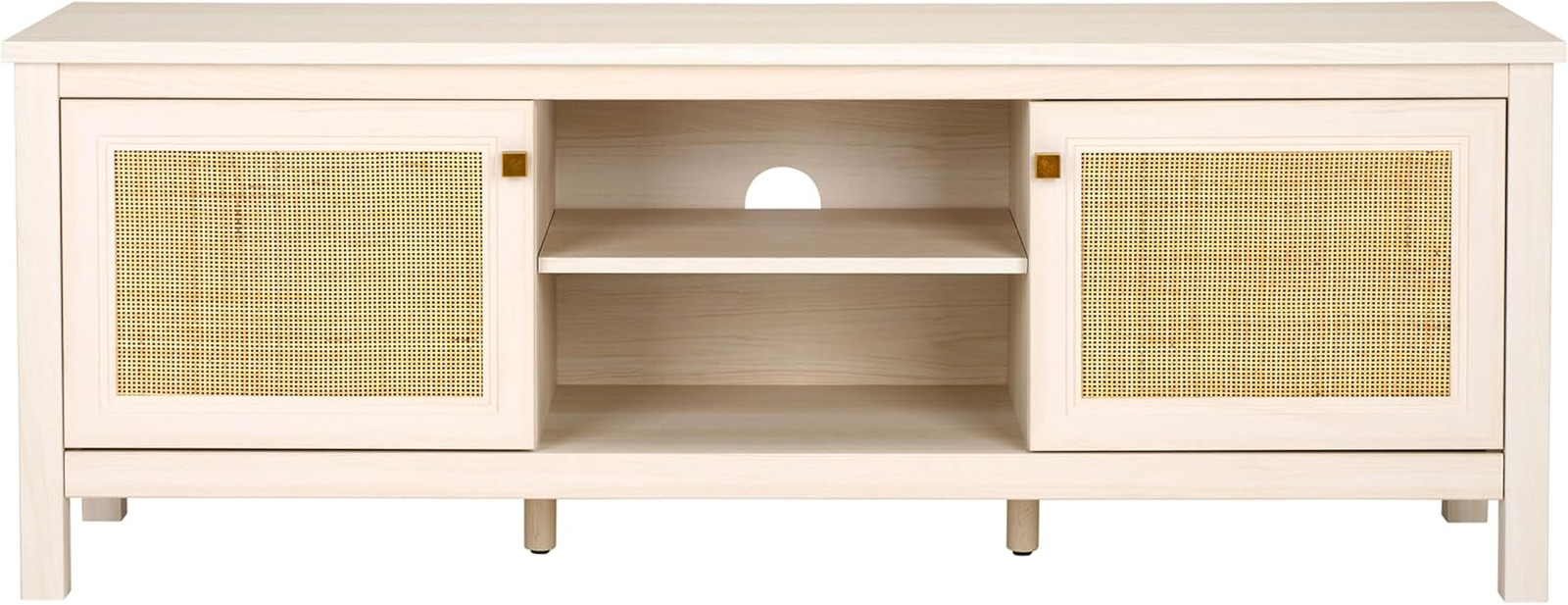 For 65" Tvs - Bleached White & Natural Finish