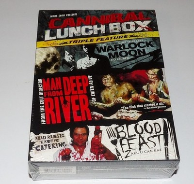 BRAND NEW FACTORY SEALED HORROR DVD 3-PACK - CANNIBAL LUNCH BOX - BLOOD FEAST 2+