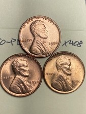 1950-pds Lincoln Wheat Cent 3 Coin Set X408