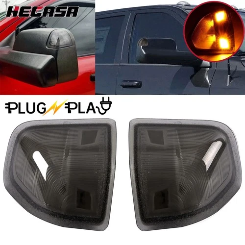 For Dodge Ram 1500 2500 3500 etc Smoked Amber LED Side Mirror Turn Signal Lights