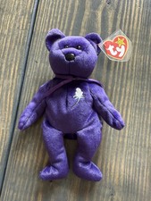 Ty Beanie Babies Princess Bear 1997 Purple Diana Memorial with Tag - Clean