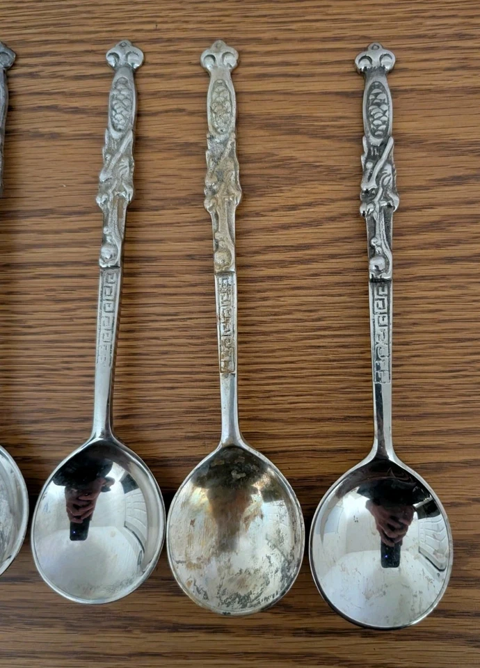 Juego de 6 cucharas de cena vintage estilo sudamericano/mexicano tono plata - Foto 4 de 4