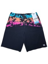 BILLABONG Fifty50 Pro Youth Boys Boardshorts Sz 24 Black Multicolor Tie Dye