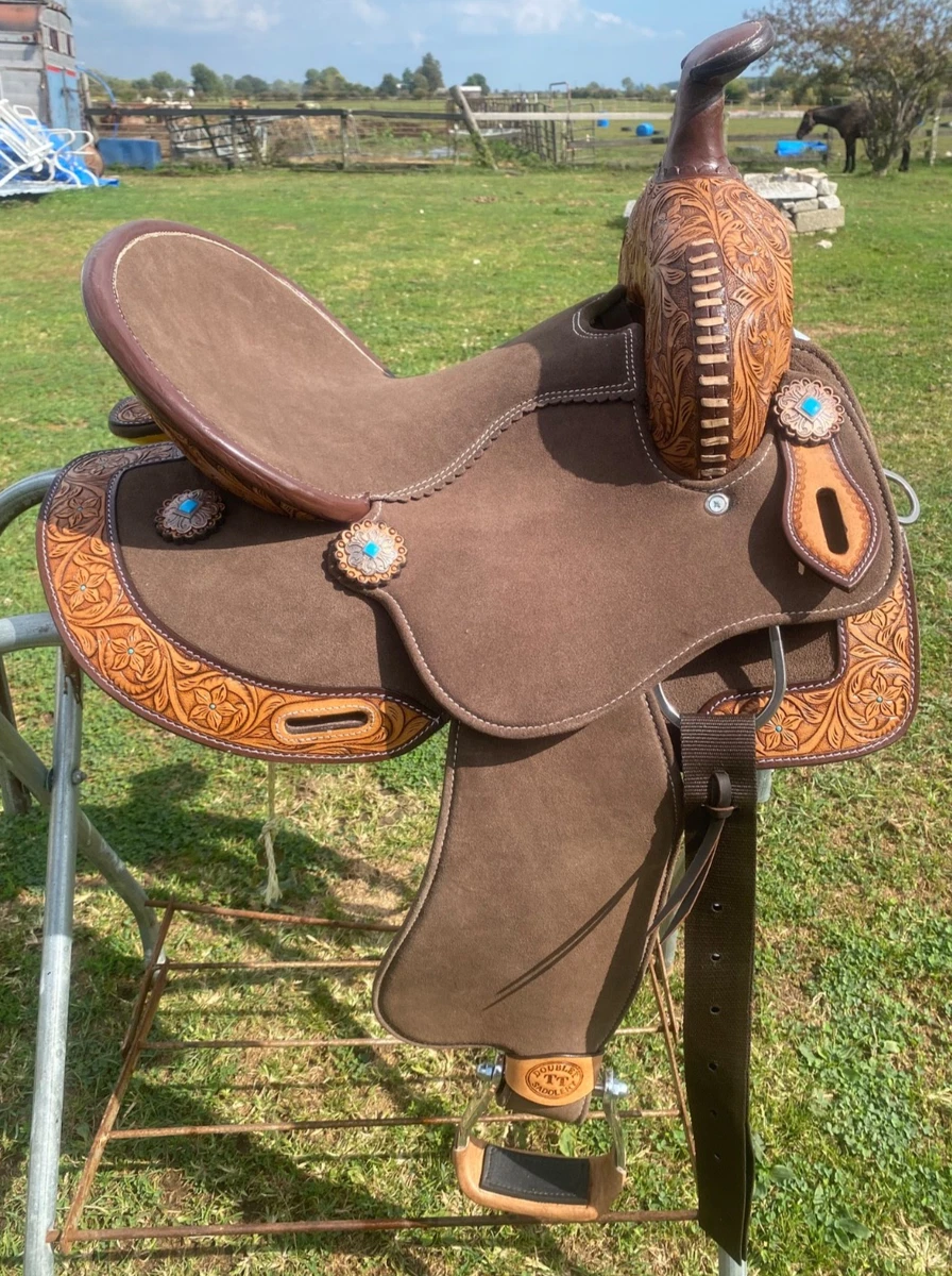 Selle Western Ridex Barrel Racing En Cuir - Taille 15 Pouces - Equitation