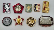 Vintage USSR Soviet Era Pins/Badges Set Of 9