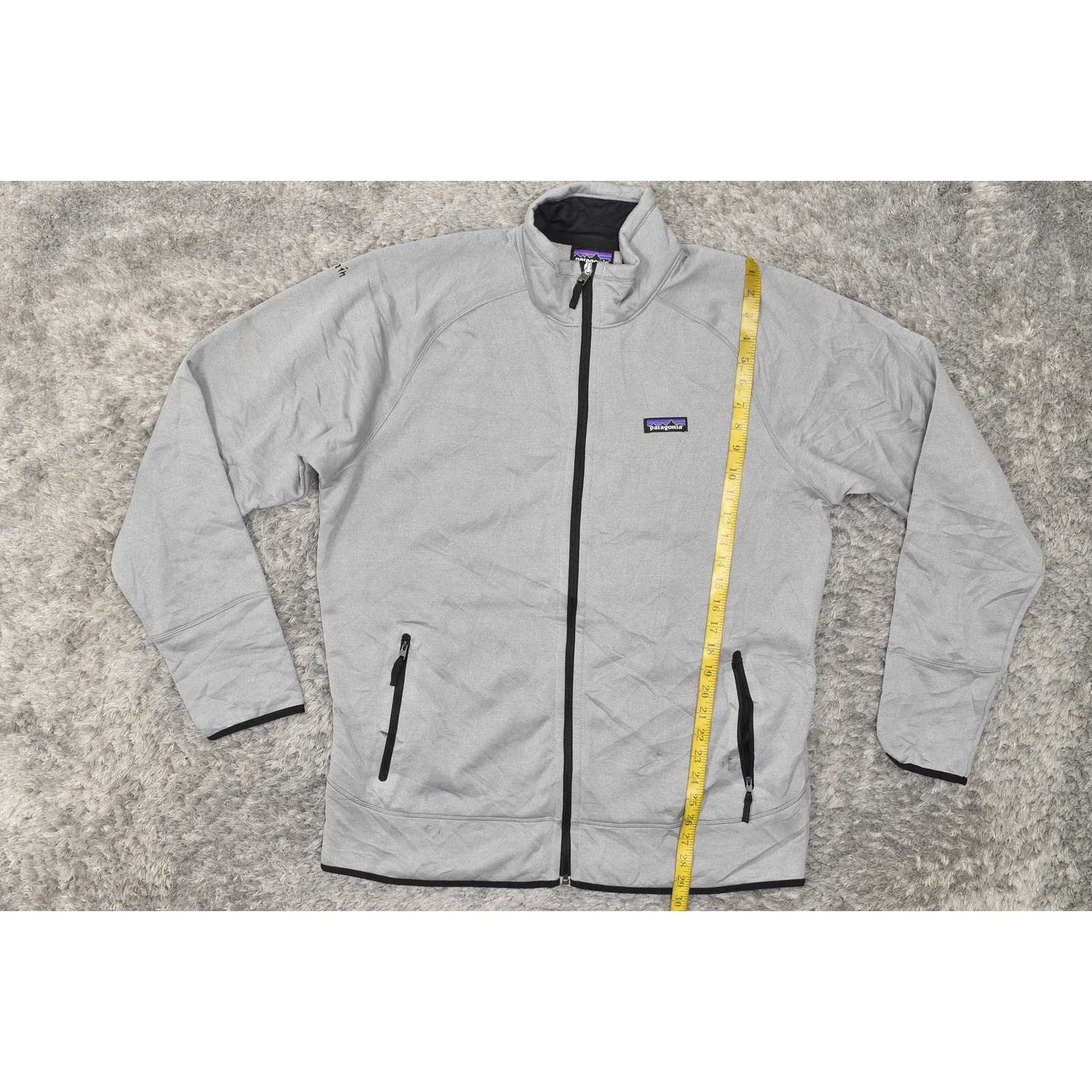 patagonia stained logo full zip long sleeve jacket
