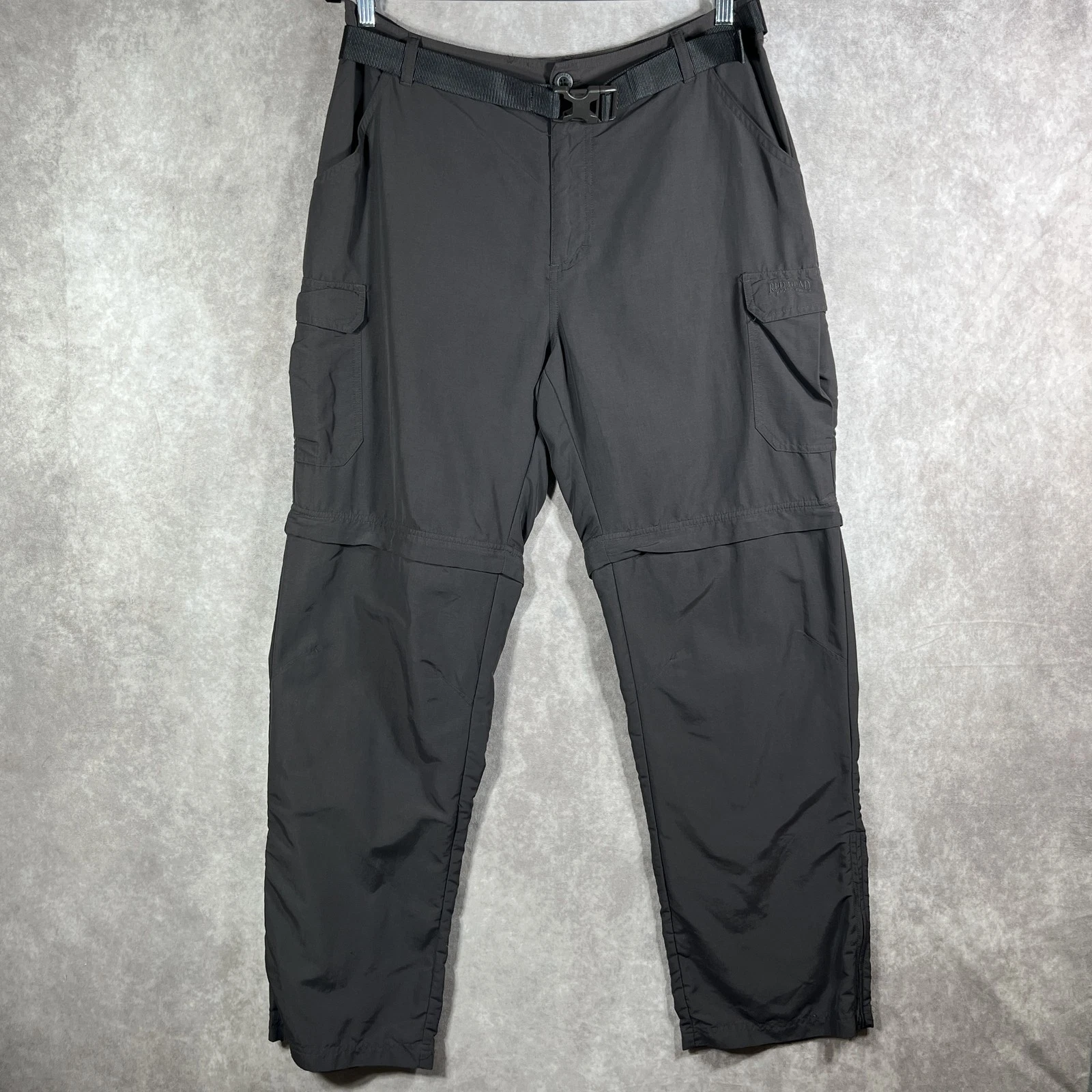 Red Head Convertible Cargo Pants Mens 36x32 Gray Nylon Zip Off Hiking Outdoor