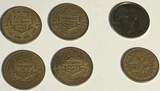 4 VTG Showbiz Pizza Place Coins  PLUS -Eagle Crest Stars  & Lucky Angel Tokens