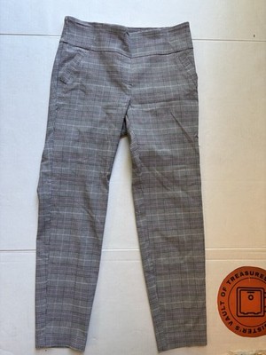 Soho Apparel ltd Women s White and Black Plaid Dress Pants Medium Pull On