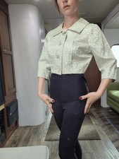 Vintage Women's 1950s Cropped Jacket Champagne Brocade Size Small No Label Retro