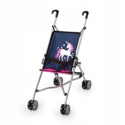 Puppen Buggy Kinderwagen, 55cm Griffhöhe, Blau, für Puppen bis 46cm