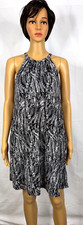 Tahari Black White Mini Dotted Print Halter Neck Dress Size XS