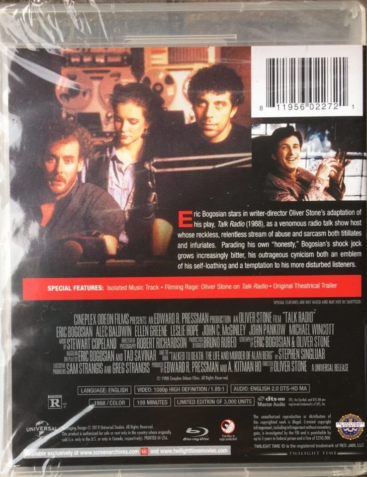Talk Radio (1988 Eric Bogosian, Alec Baldwin) Twilight Time Blu-ray NEW SEALED - image 2 of 2