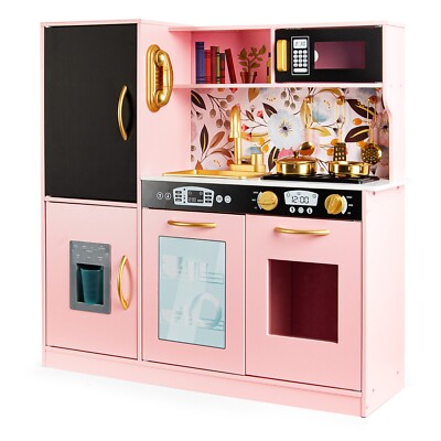 Kinderküche Holz MEMO PINK mit Licht Zubehör Spielküche Kinder