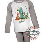 1st Birthday Dinosaur Personalised Baby Grow I am One First Cake Smash - 1087